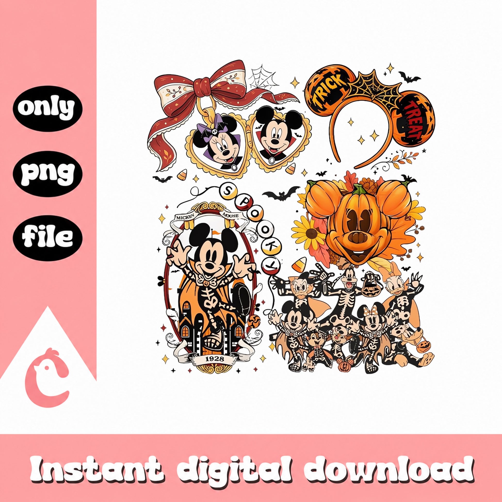 Mickey And Minnie Halloween Bundle PNG, Disney Halloween, PNG
