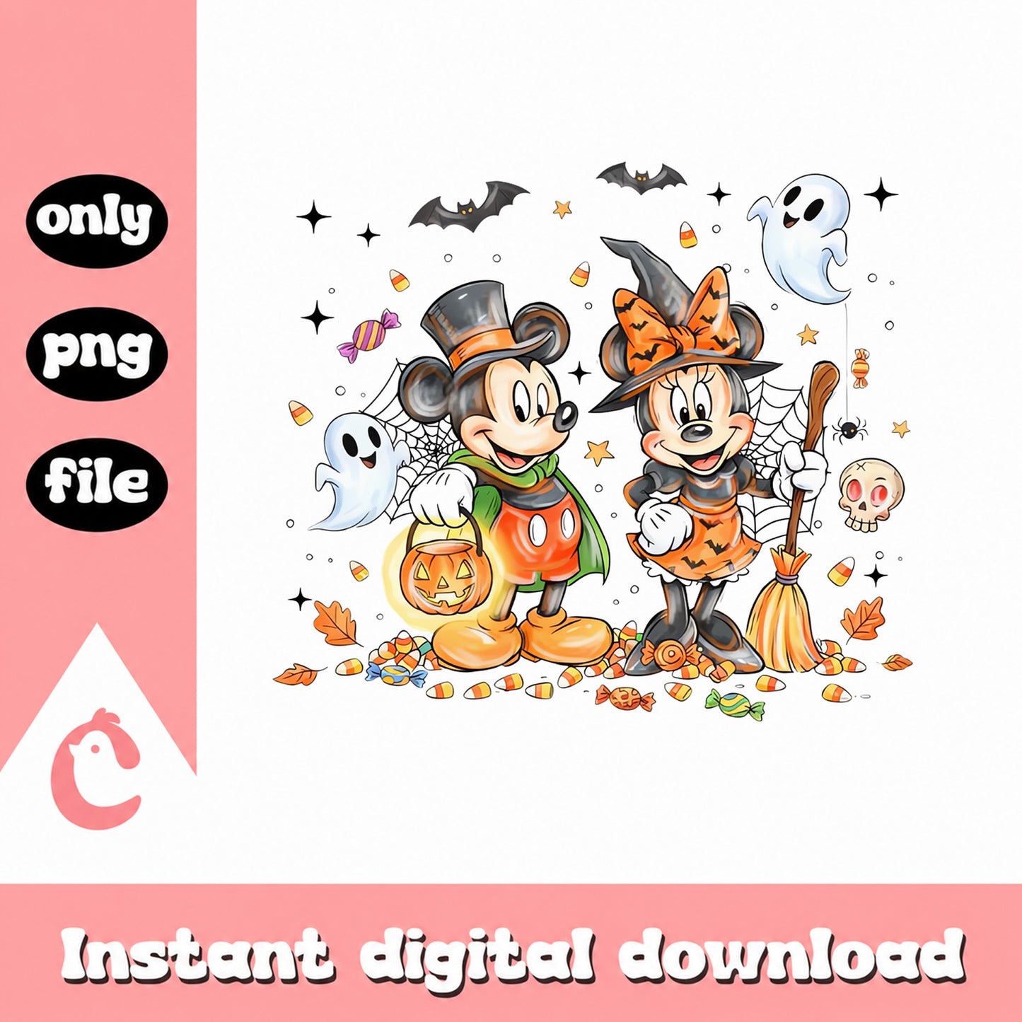 Mickey And Minnie Halloween PNG, Disney Halloween, Cute Ghost PNG