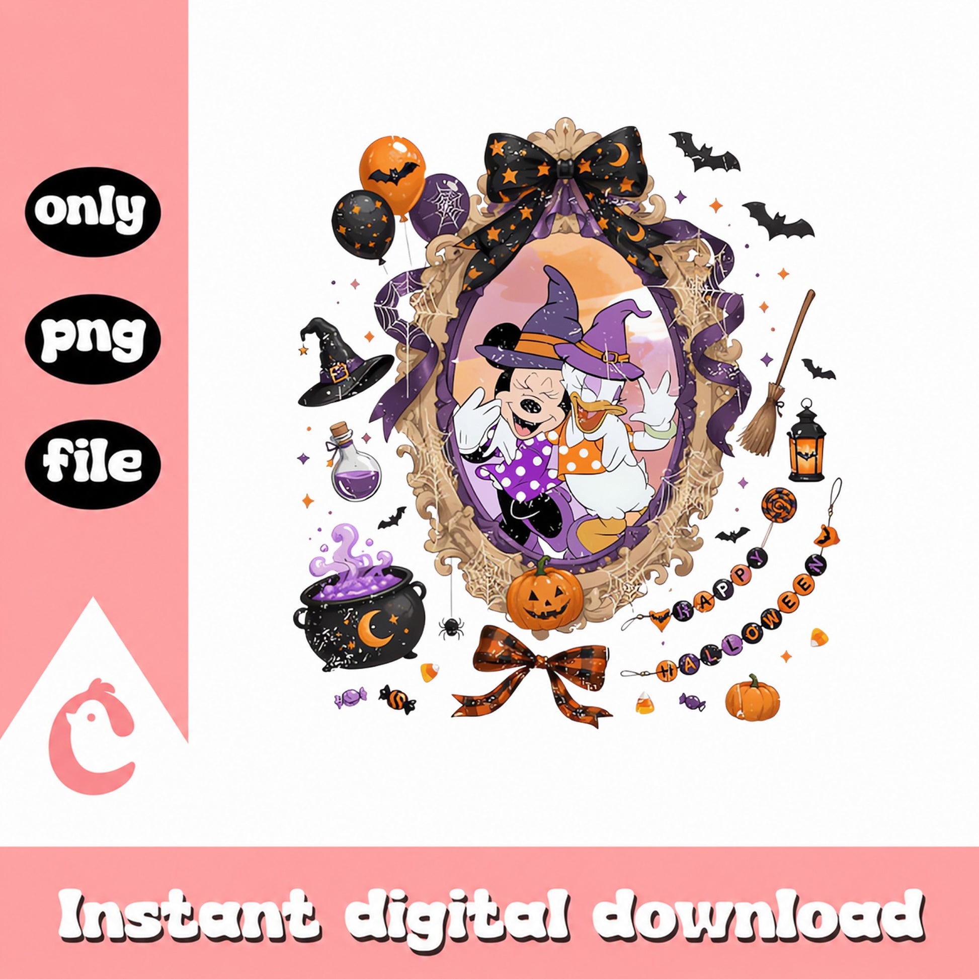 Mickey And Minnie Halloween Witch PNG, Disney Halloween, PNG File