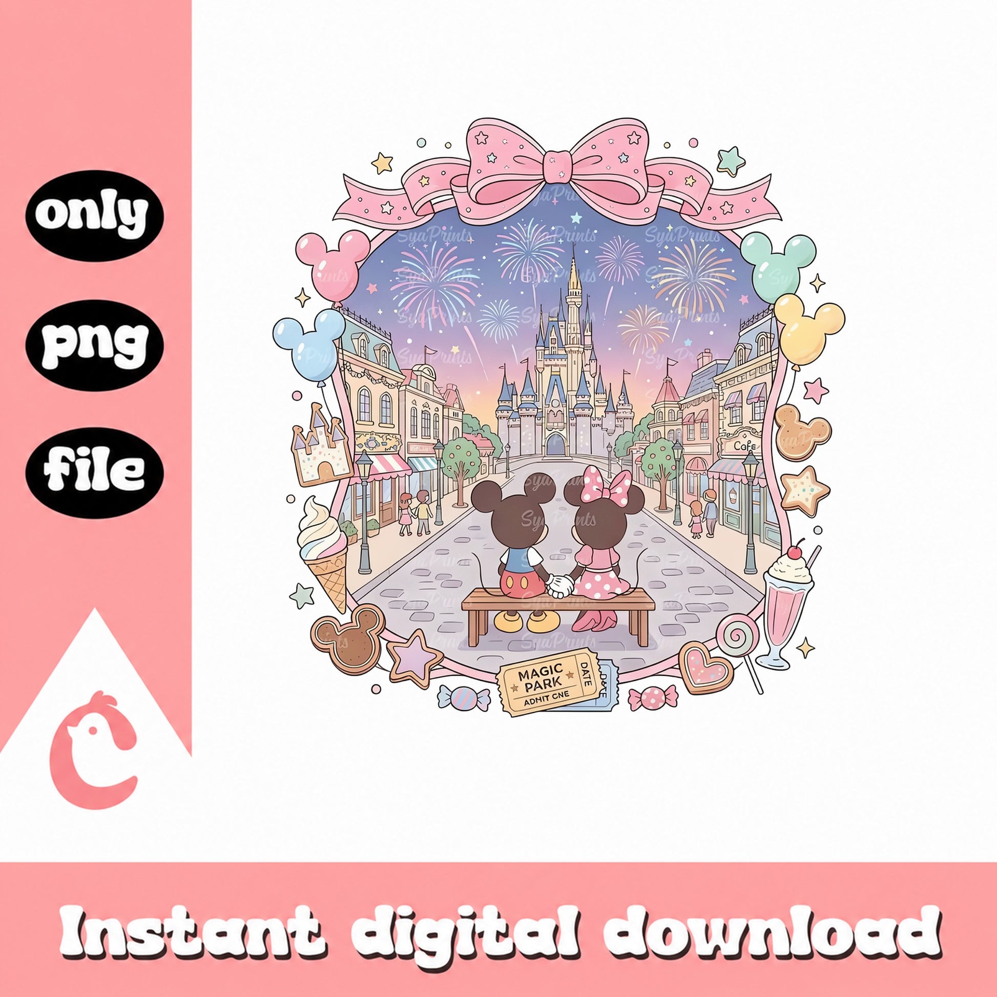 Mickey And Minnie Magic Park PNG, Disney Castle, Fireworks PNG