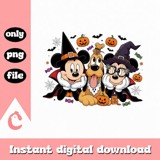 Mickey And Pluto Halloween PNG, Disney Halloween, Trick Or Treat PNG