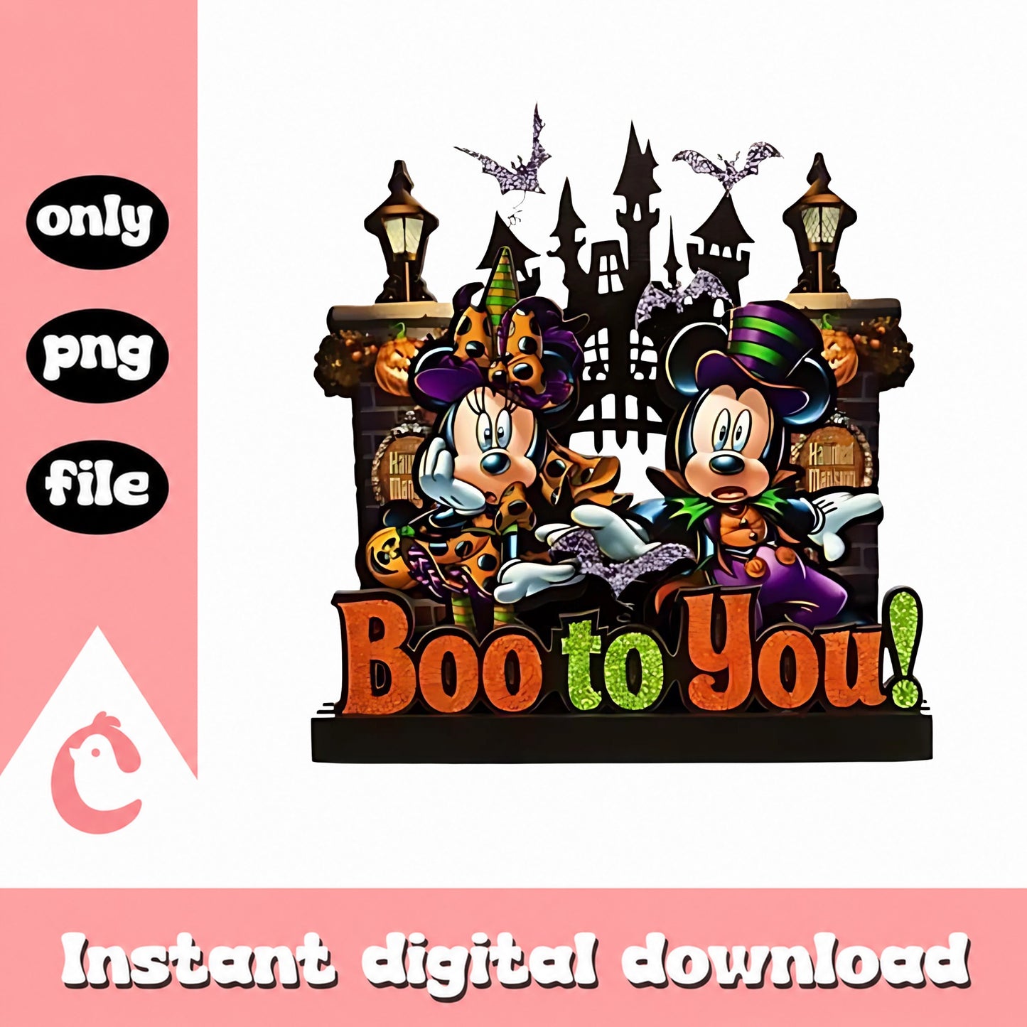Mickey Minnie Boo To You Halloween PNG, Disney PNG
