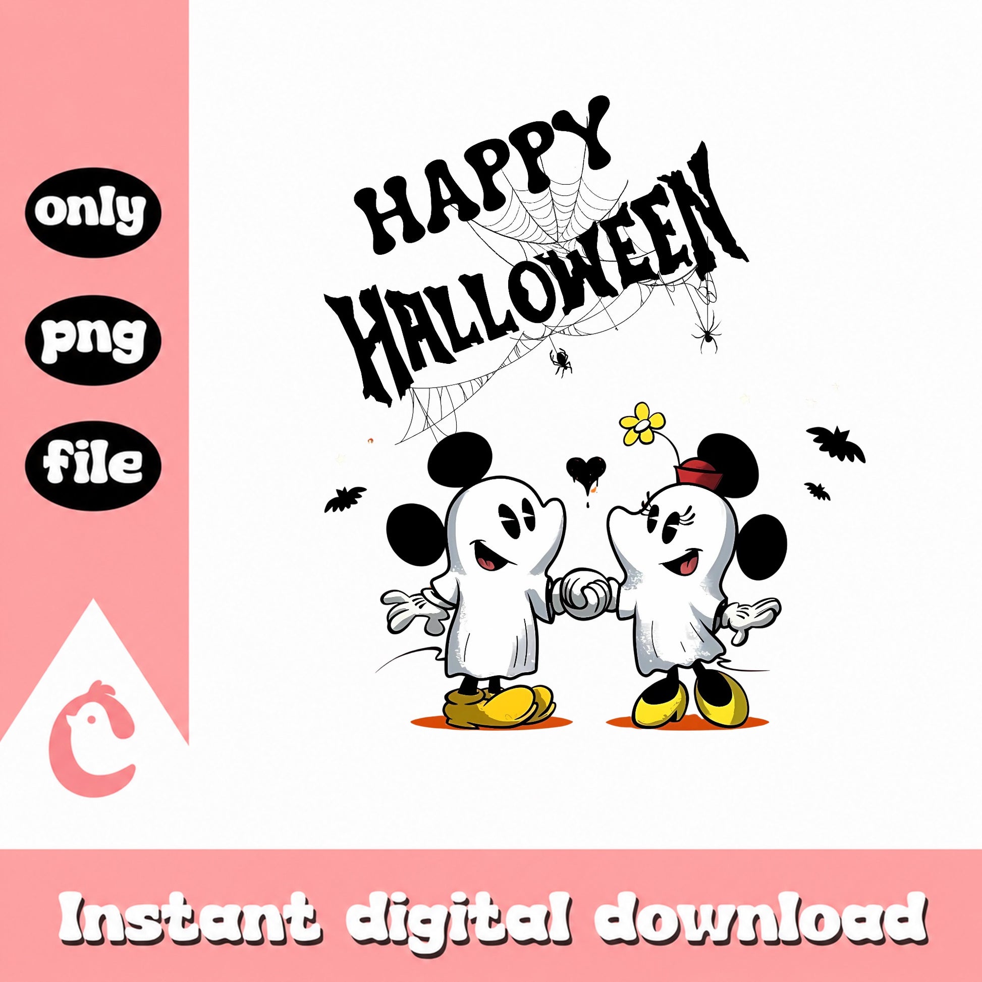 Mickey Minnie Ghost Halloween PNG, Disney Halloween PNG