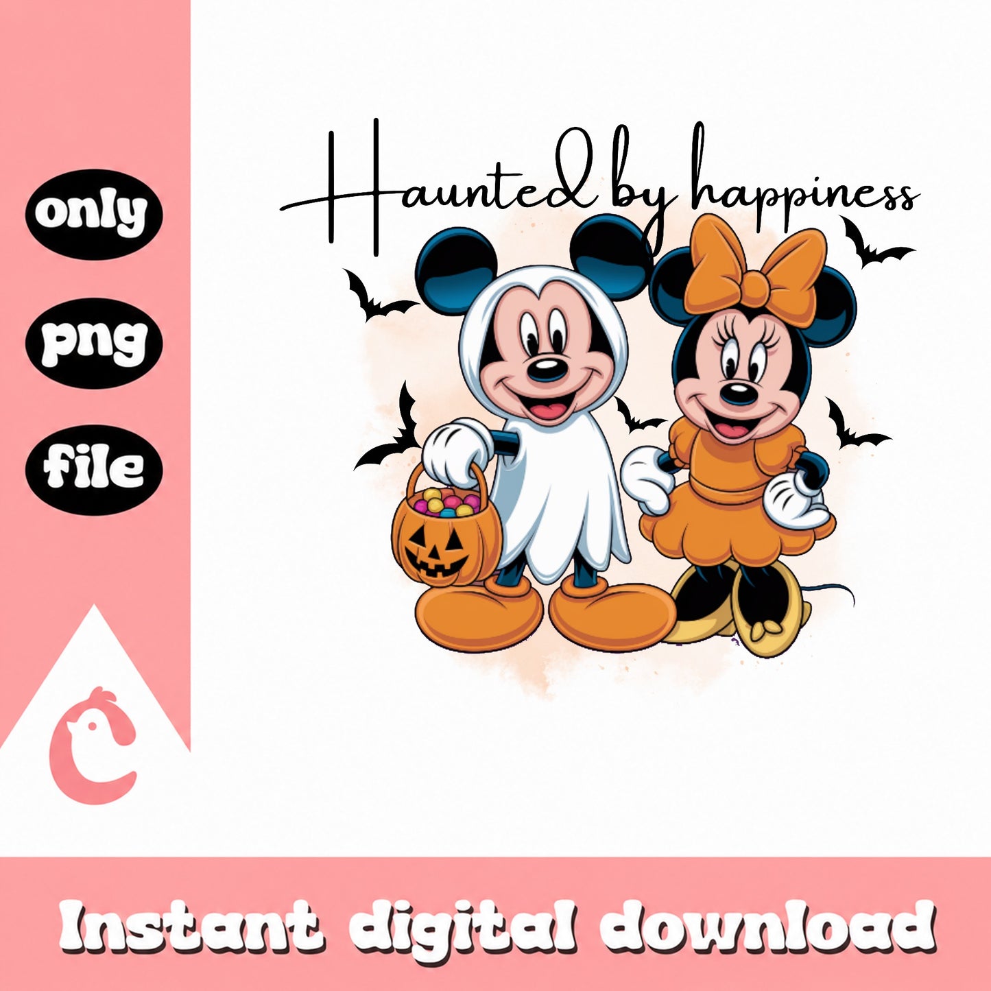 Mickey Minnie Halloween PNG, Haunted By Happiness PNG, Disney Halloween PNG