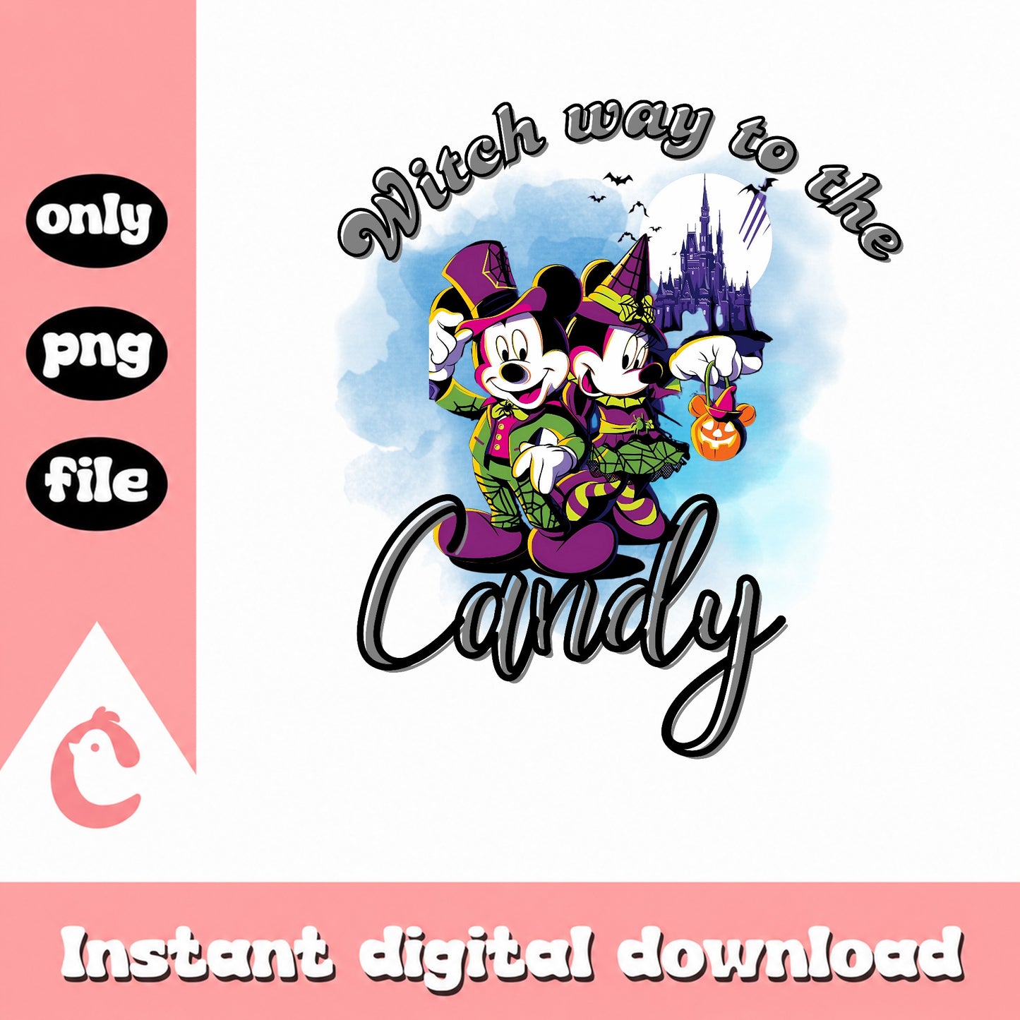 Mickey Minnie Halloween Witch PNG, Disney Halloween PNG, Trick Or Treat PNG