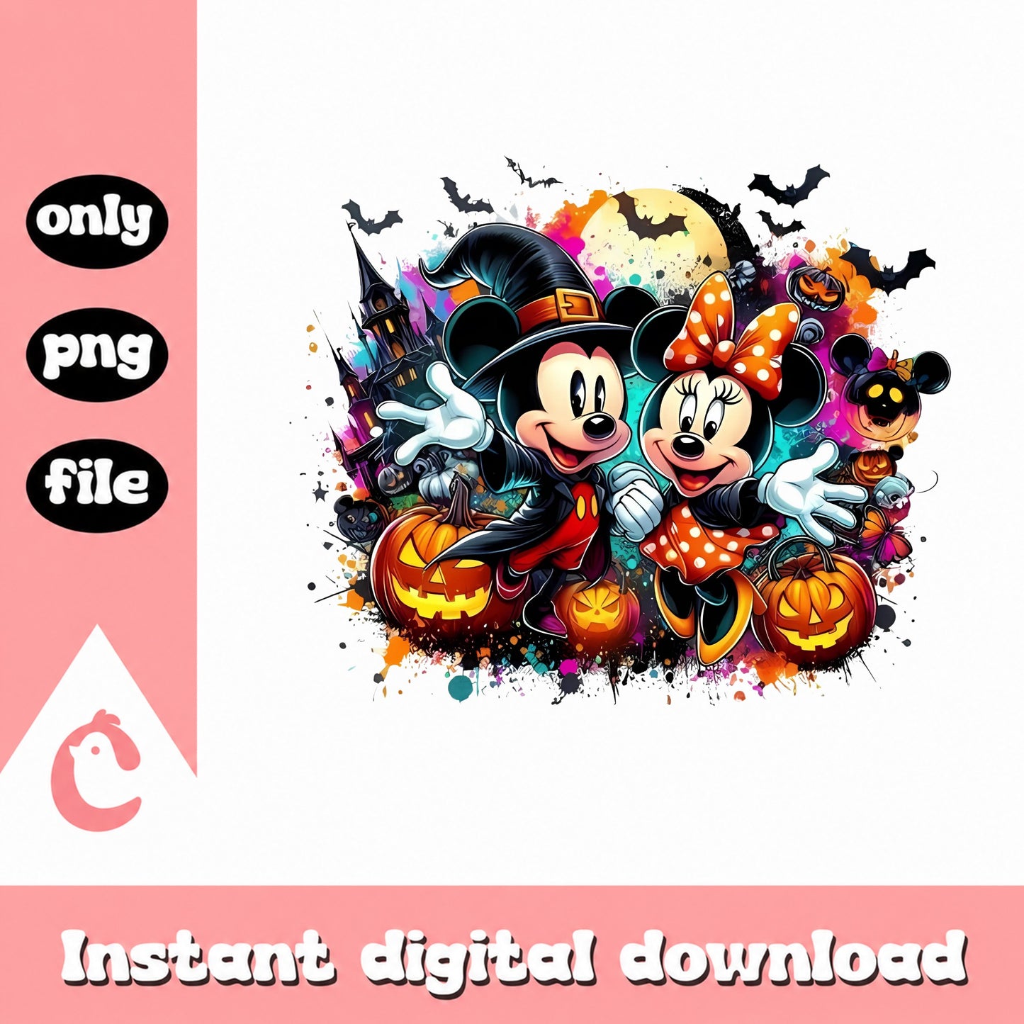 Mickey Minnie Mouse Halloween PNG, Disney Halloween PNG, Spooky PNG