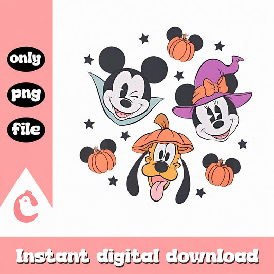 Mickey Minnie Pluto Halloween PNG, Disney Halloween PNG, Pumpkin PNG