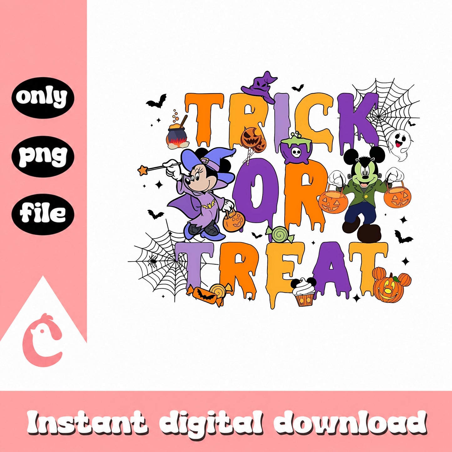 Mickey Minnie Trick Or Treat Halloween, Disney PNG, Halloween PNG
