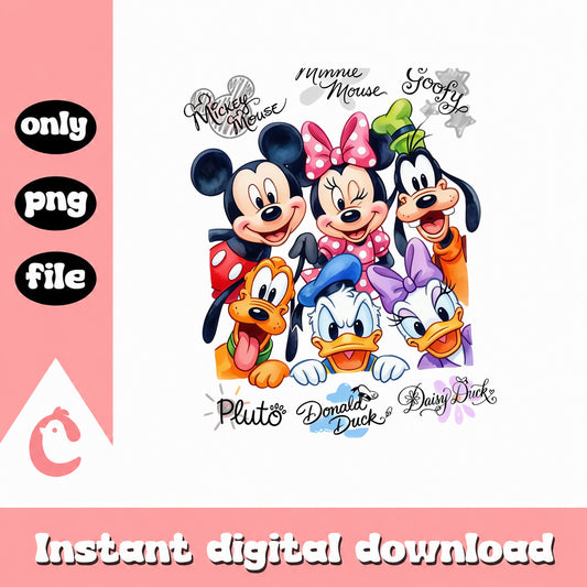 Mickey Mouse And Friends PNG Bundle, Disney Characters, PNG File