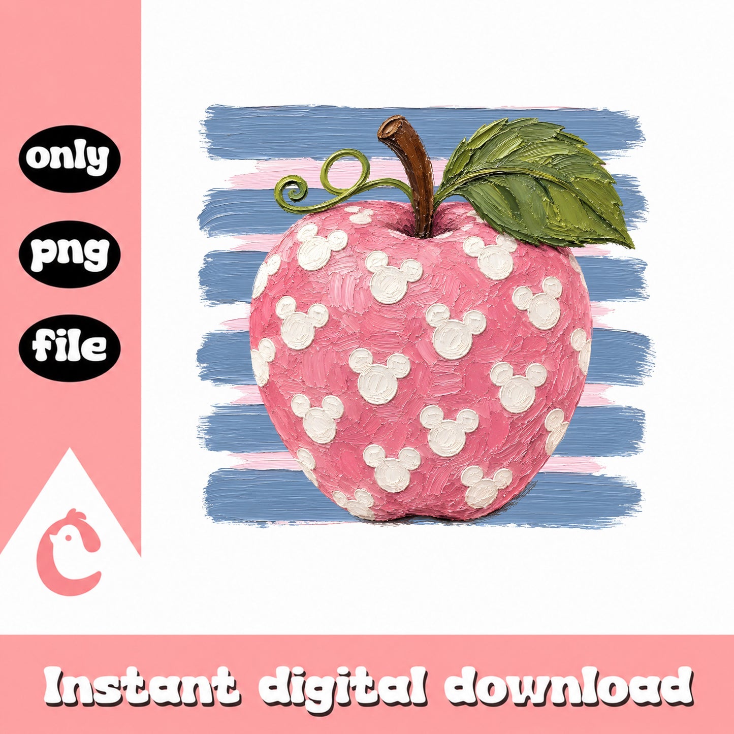 Mickey Mouse Apple PNG, Teacher Clipart, Instant Download PNG