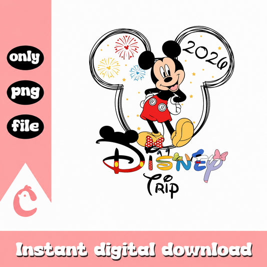 Mickey Mouse Disney Trip 2026 PNG, Disney Family Vacation PNG, Disney Trip PNG