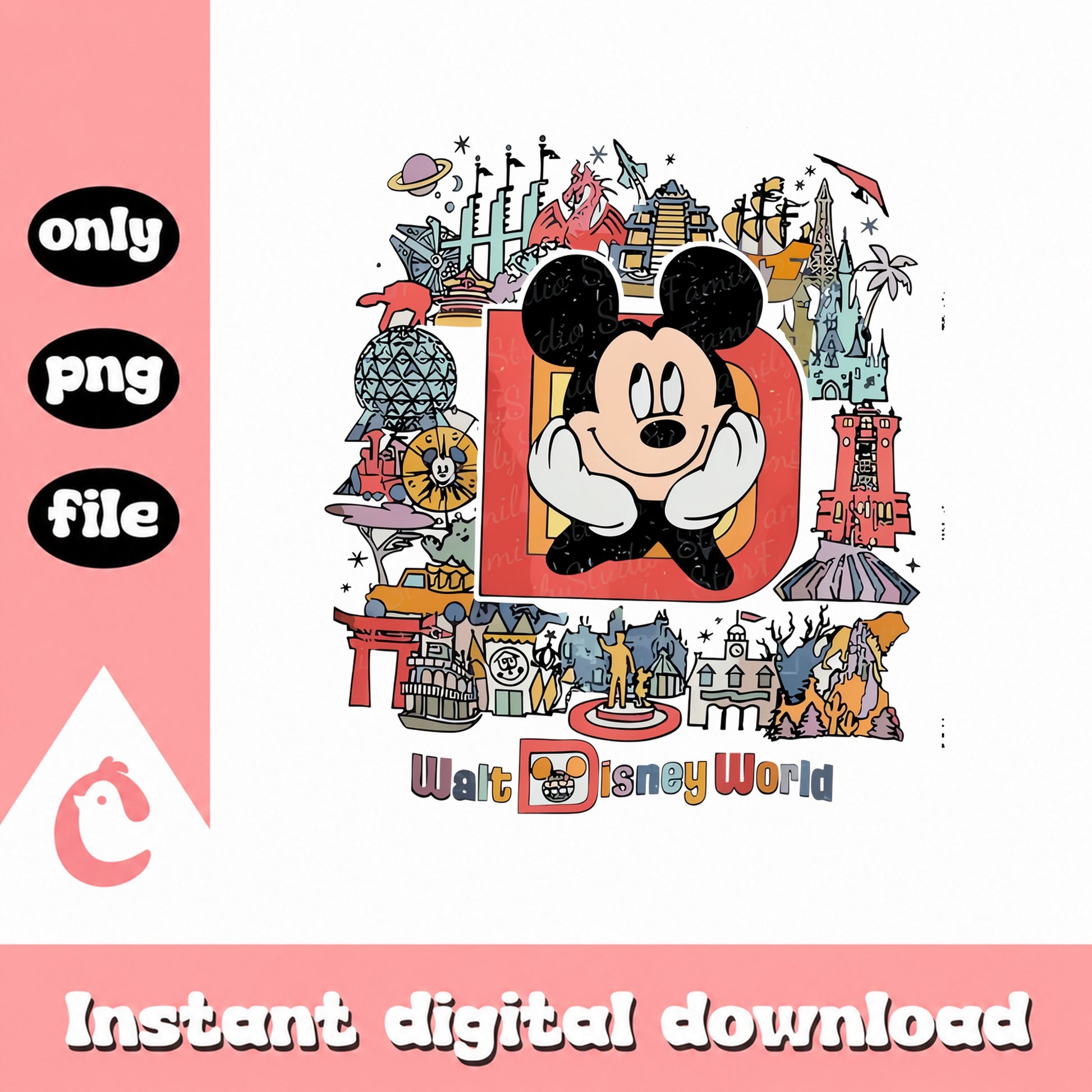 Mickey Mouse Disney World PNG, Disney Parks Attractions, PNG File