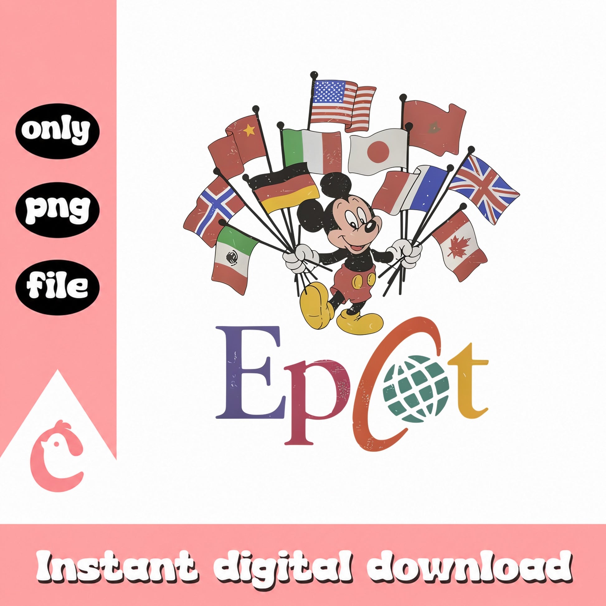 Mickey Mouse Epcot World Flags PNG, Disney Epcot PNG, Travel PNG