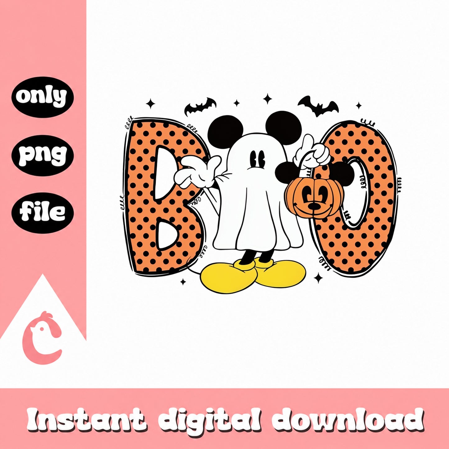 Mickey Mouse Ghost Halloween Boo PNG, Disney Halloween, PNG File