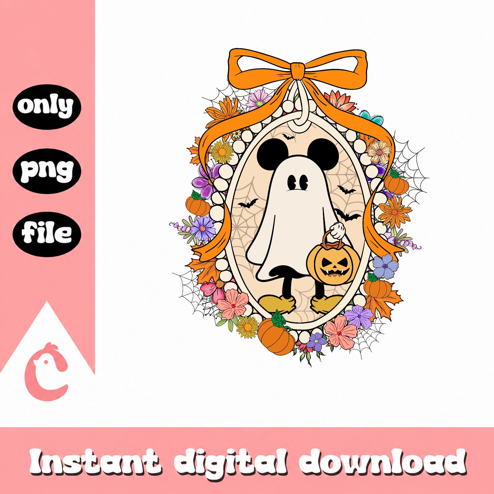 Mickey Mouse Ghost Halloween PNG, Disney Halloween PNG, Spooky Pumpkin PNG