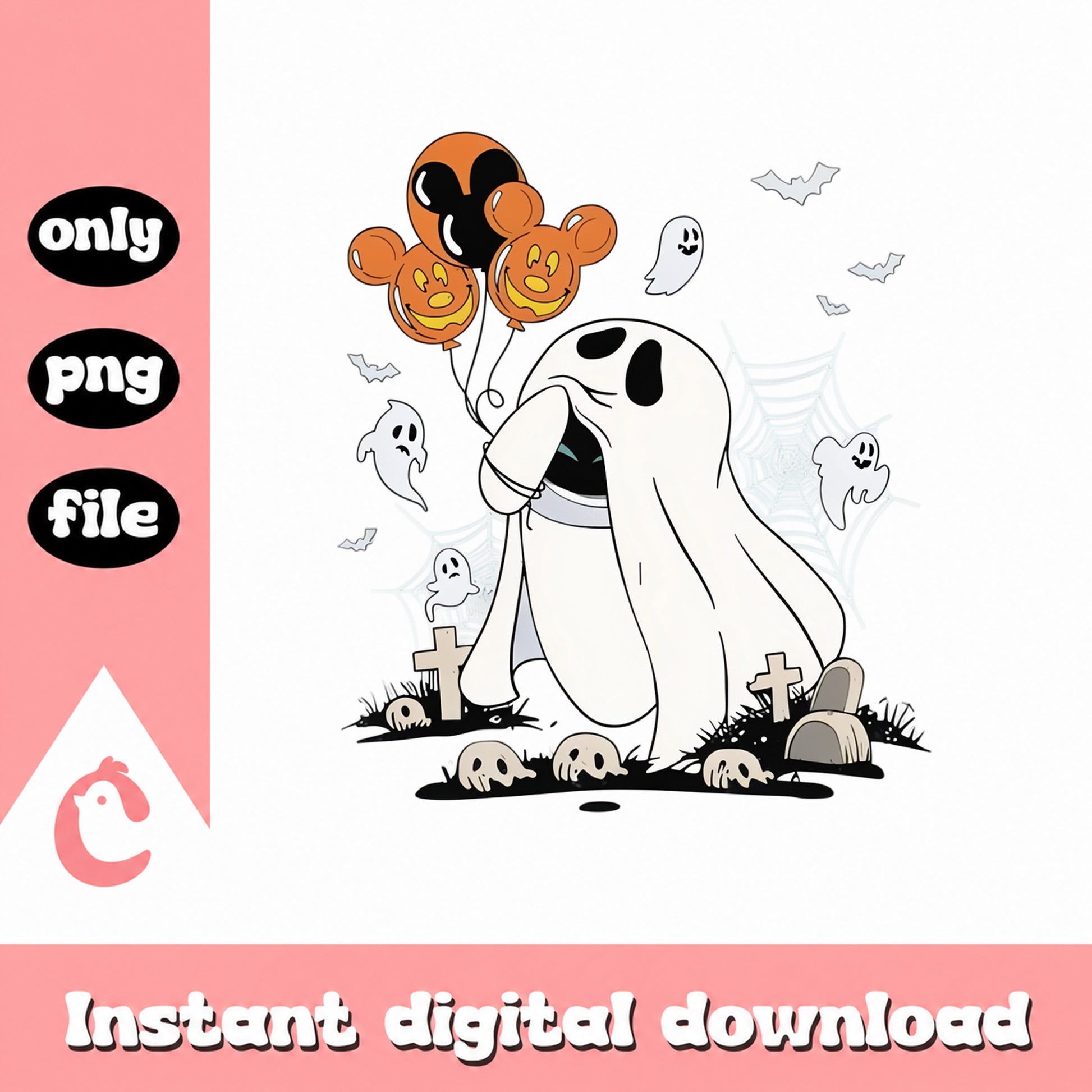 Mickey Mouse Ghost Halloween PNG, Disney Spooky Clipart, PNG File