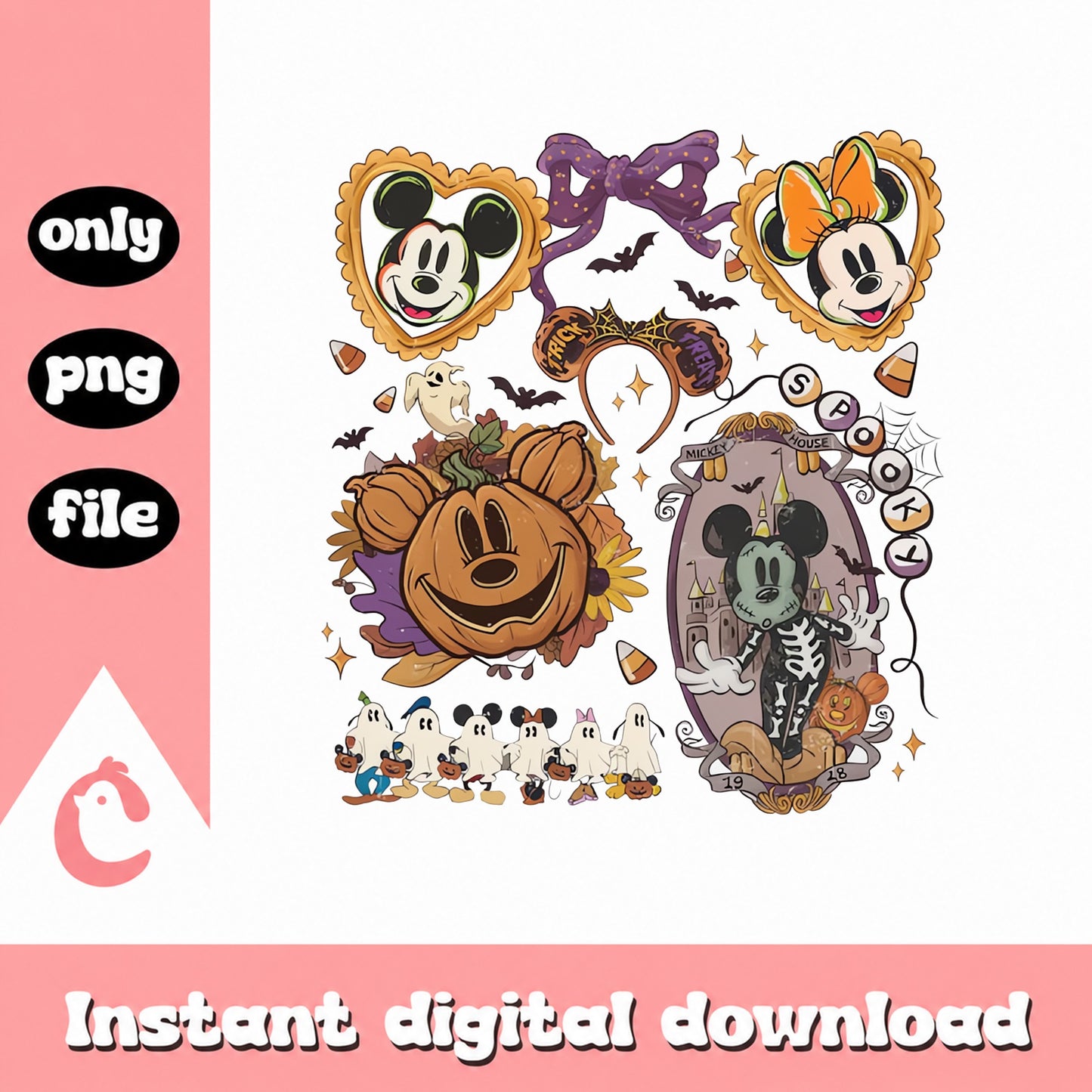 Mickey Mouse Halloween Clipart, Disney Halloween Bundle, PNG