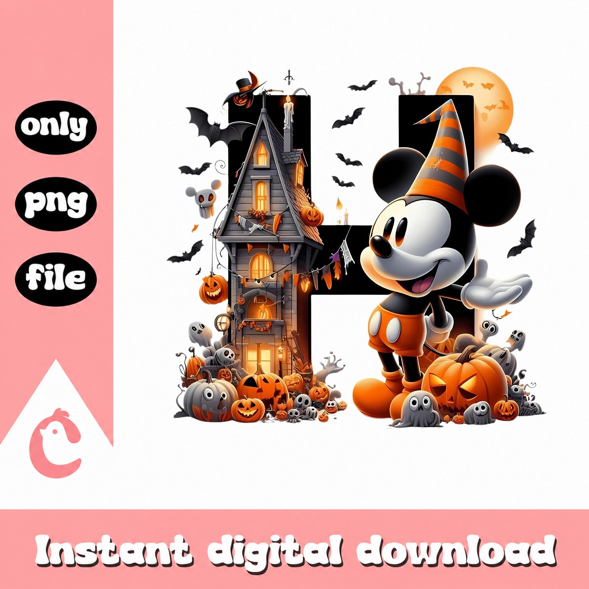 Mickey Mouse Halloween Letter H PNG, Disney Halloween PNG, Spooky PNG
