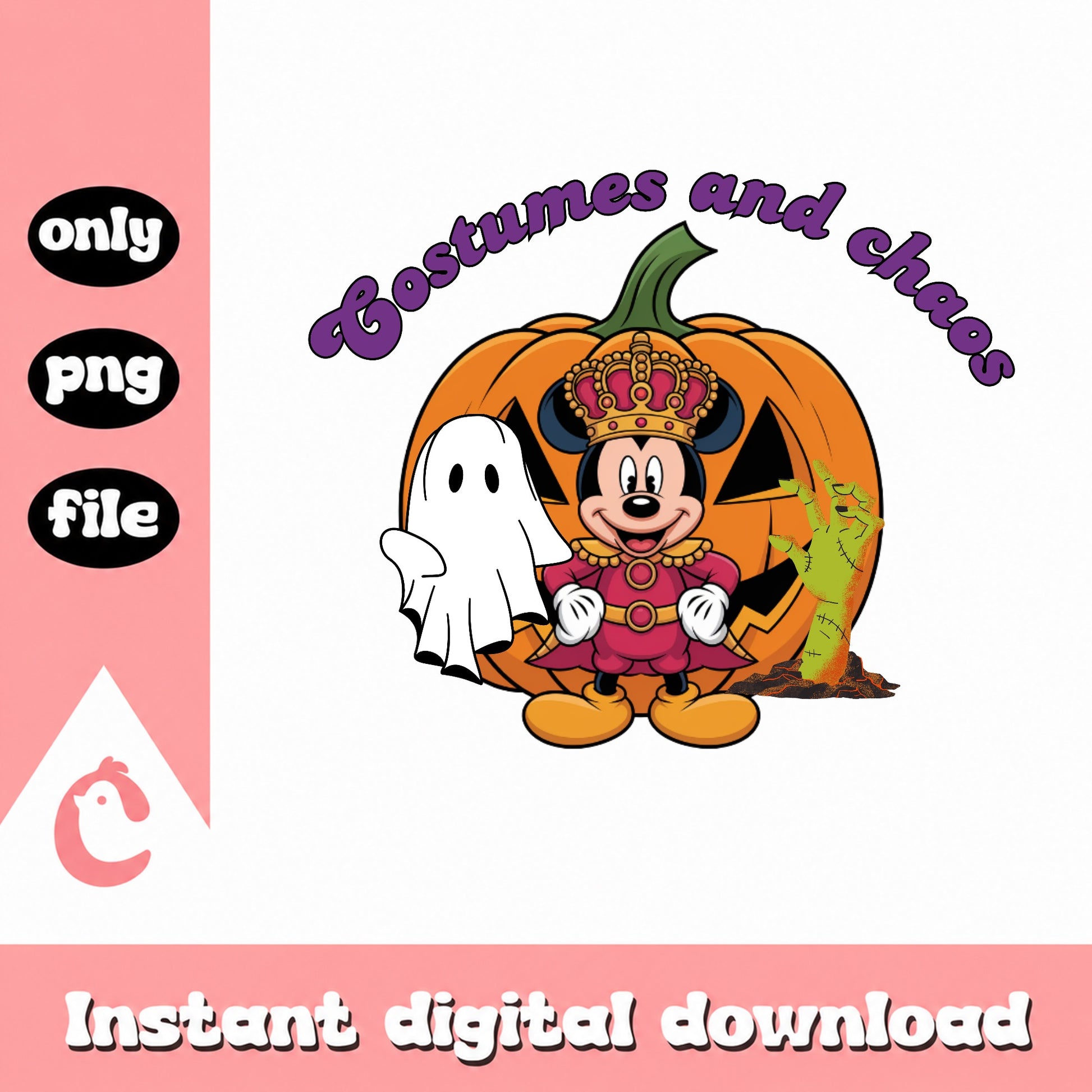 Mickey Mouse Halloween PNG, Costumes And Chaos Disney PNG, Pumpkin Ghost PNG