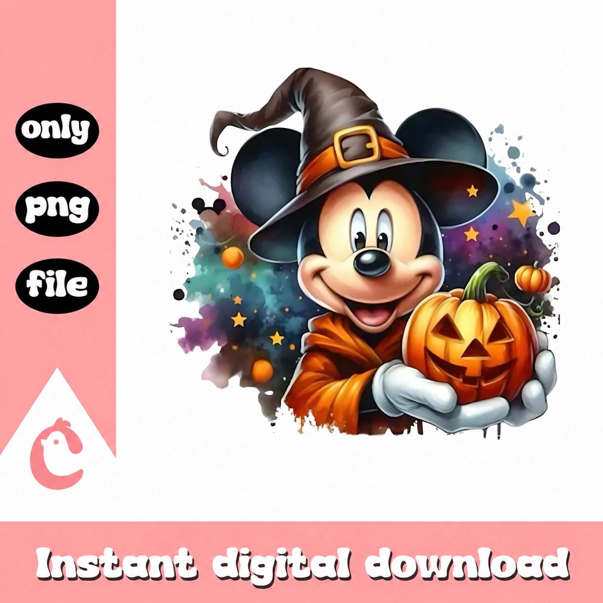 Mickey Mouse Halloween PNG, Disney Halloween PNG, Witch Pumpkin PNG