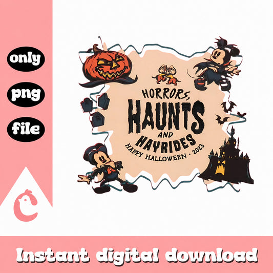Mickey Mouse Halloween PNG, Horrors Haunts Hayrides, Disney Halloween PNG