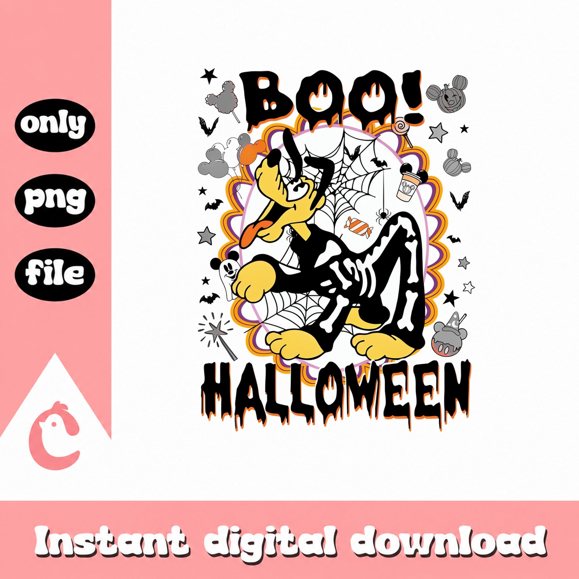 Mickey Mouse Halloween Skeleton PNG, Disney Boo PNG, PNG File