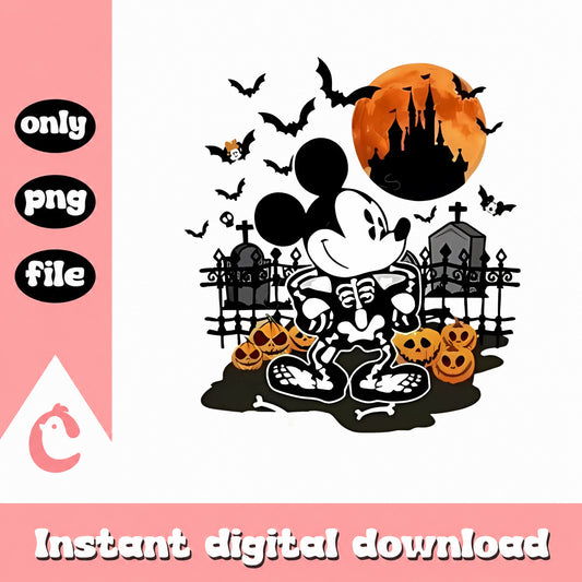 Mickey Mouse Halloween Skeleton PNG, Disney Halloween PNG, Spooky Mickey PNG