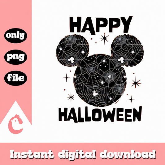 Mickey Mouse Happy Halloween PNG, Disney Halloween PNG, Spiderweb PNG