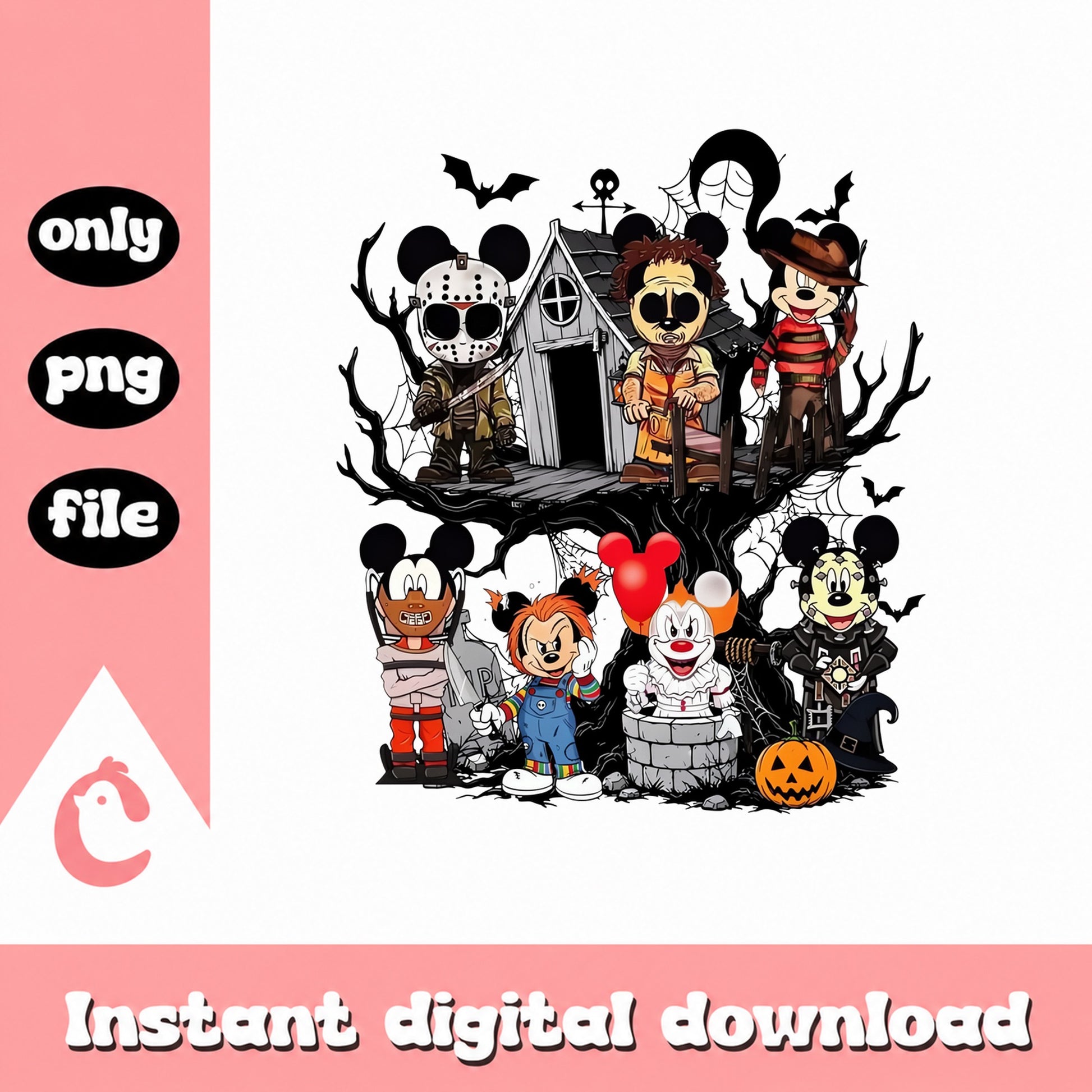 Mickey Mouse Horror Halloween PNG, Disney Spooky Bundle, PNG File