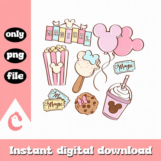Mickey Mouse Magical Snacks Clipart, Disney Park Food PNG, PNG