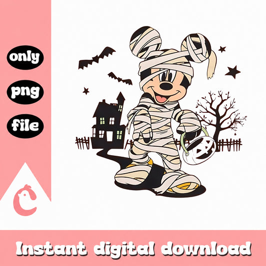 Mickey Mouse Mummy Halloween PNG, Disney Halloween PNG, Spooky Mickey PNG