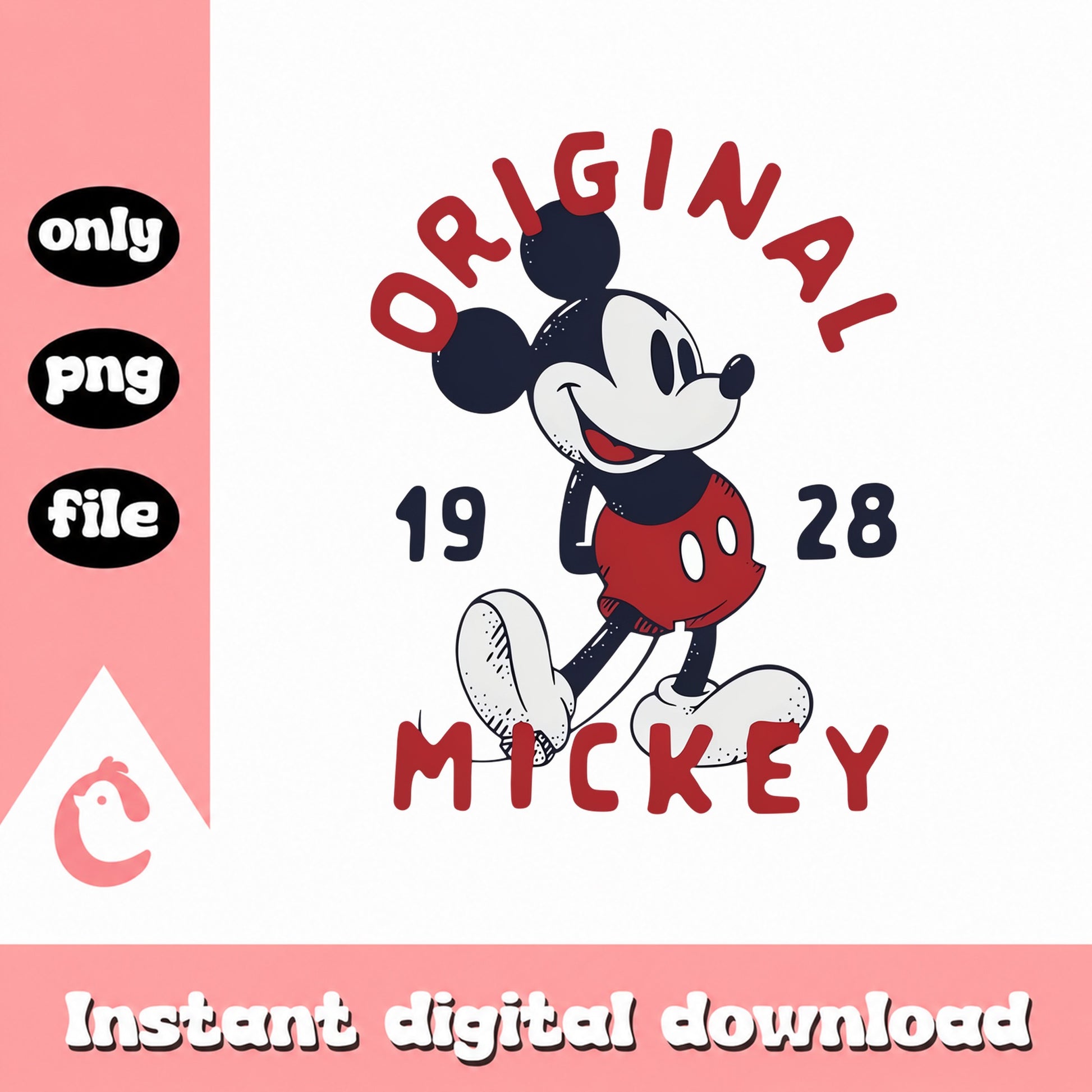 Mickey Mouse Original 1928 PNG, Vintage Disney Clipart, PNG File