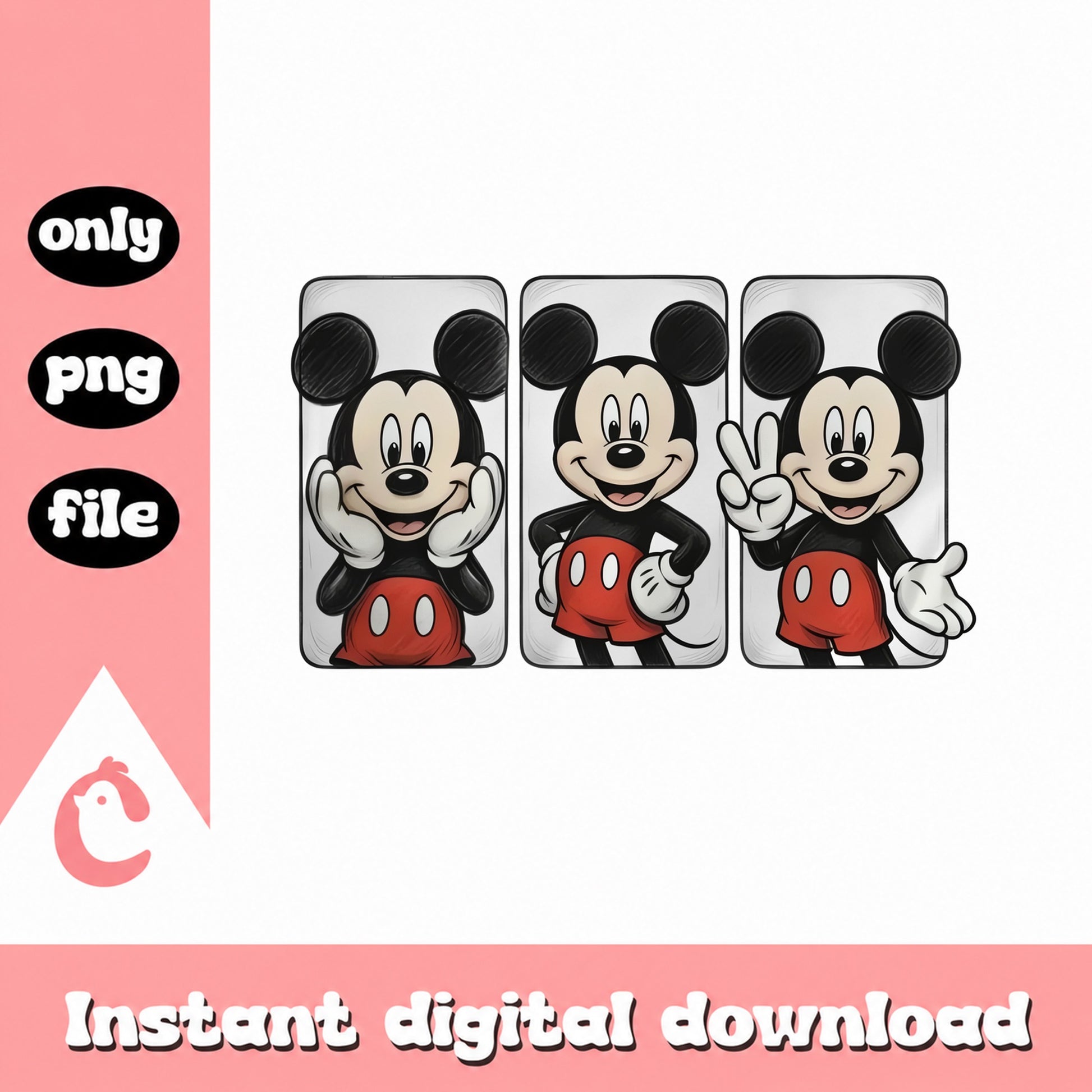 Mickey Mouse PNG Bundle, Disney Character Clipart, PNG File