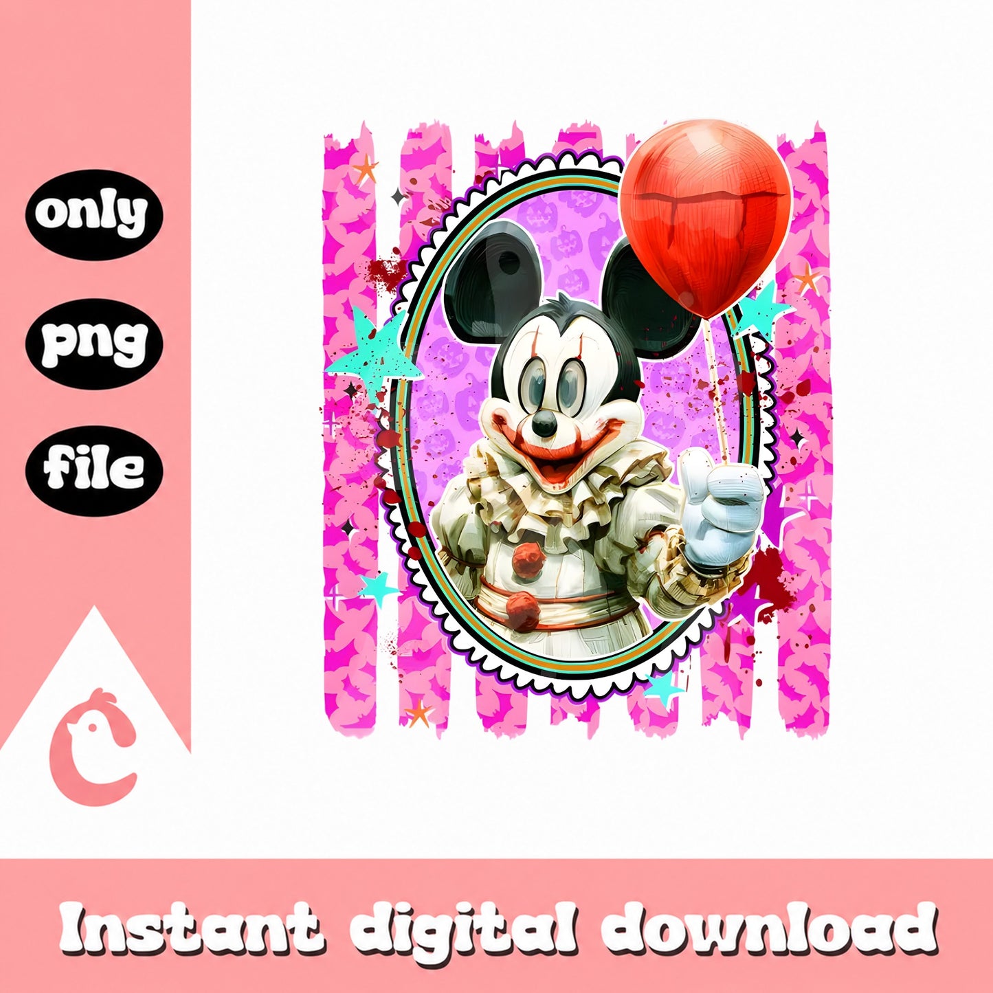 Mickey Mouse Pennywise Clown PNG, Halloween Disney PNG, PNG File