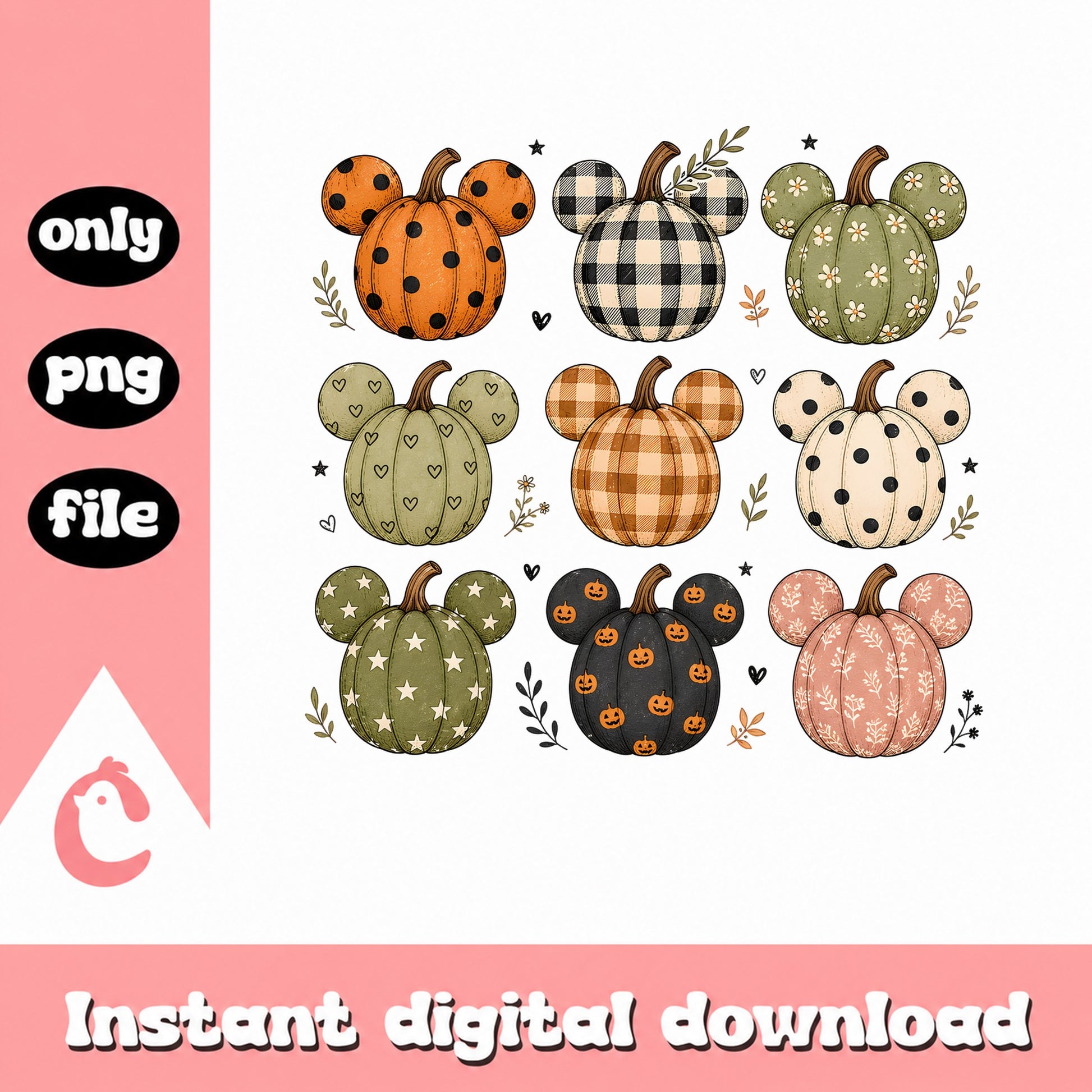 Mickey Mouse Pumpkin Bundle PNG, Halloween Disney PNG, Fall PNG