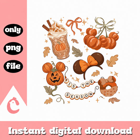 Mickey Mouse Pumpkin Spice Fall PNG, Halloween Disney, Autumn PNG