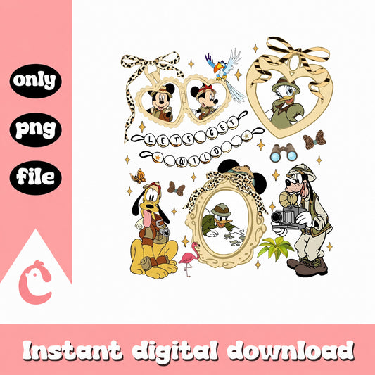 Mickey Mouse Safari PNG Bundle, Disney Animal Kingdom PNG, Let's Get Wild PNG