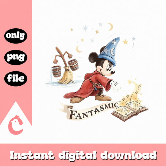 Mickey Mouse Sorcerer PNG, Disney Fantasia Clipart, PNG File