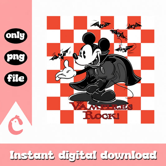 Mickey Mouse Vampire Halloween PNG, Vampires Rock PNG, Disney Halloween PNG