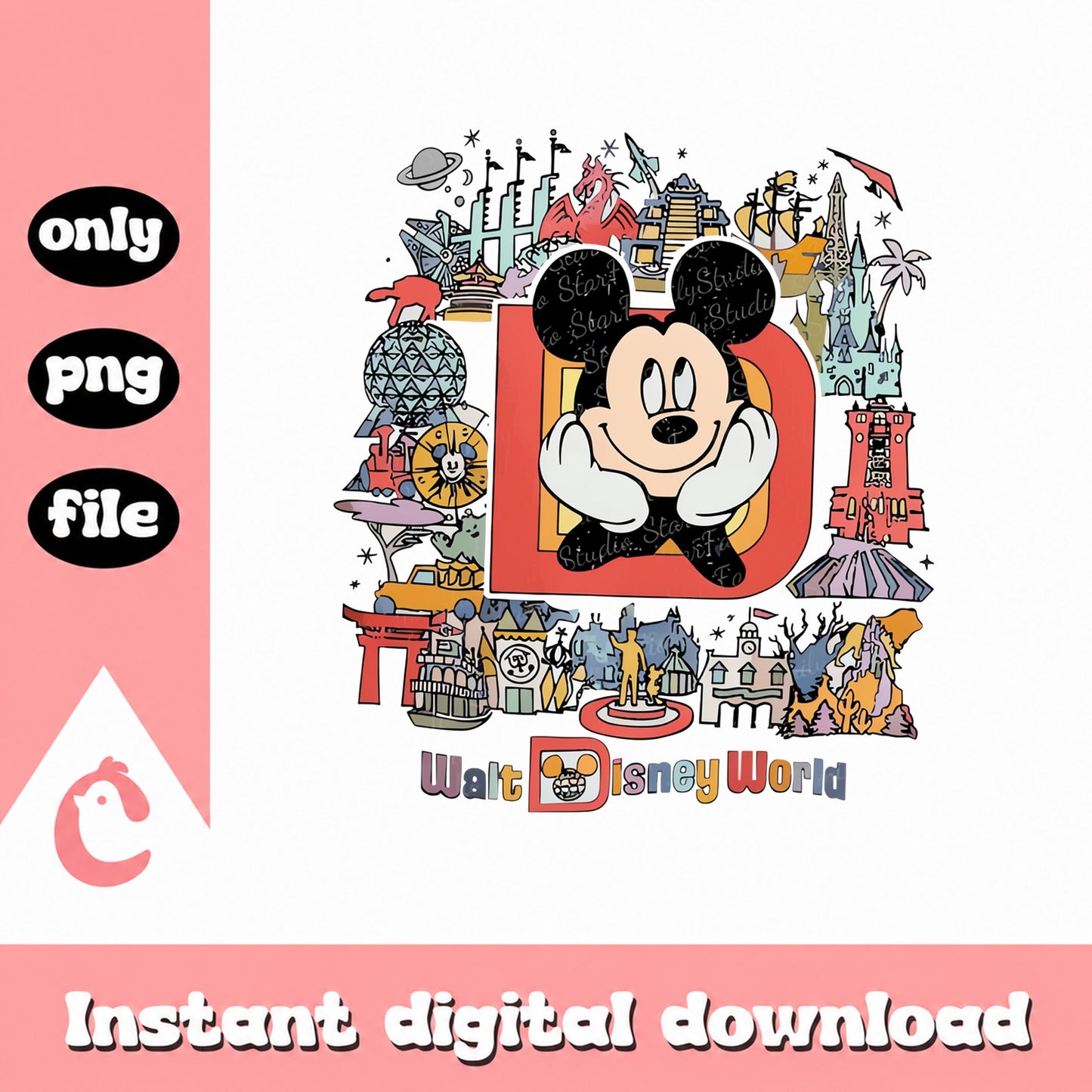 Mickey Mouse Walt Disney World PNG, Disney Parks Icons, PNG File