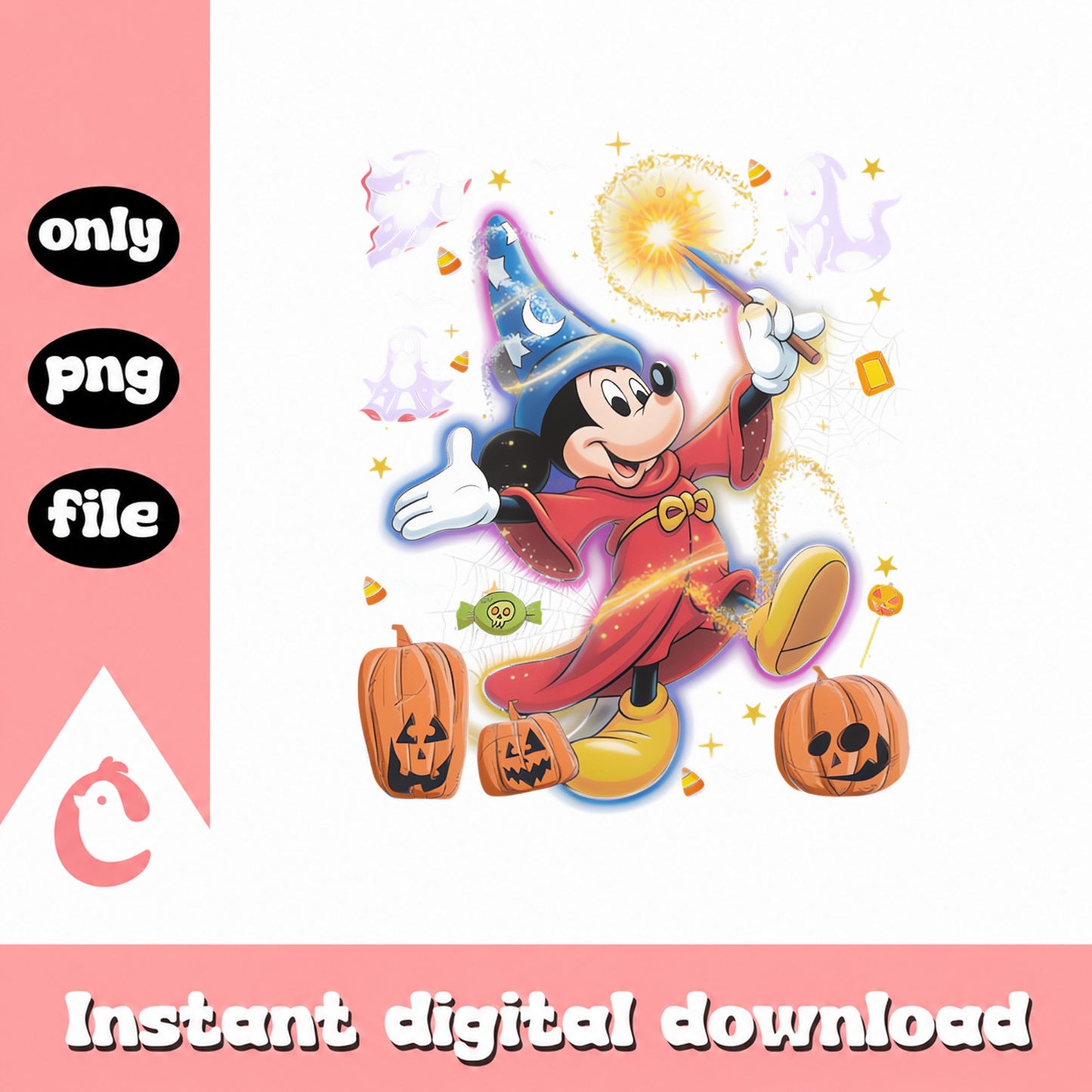 Mickey Mouse Wizard Halloween PNG, Disney Sorcerer, PNG File