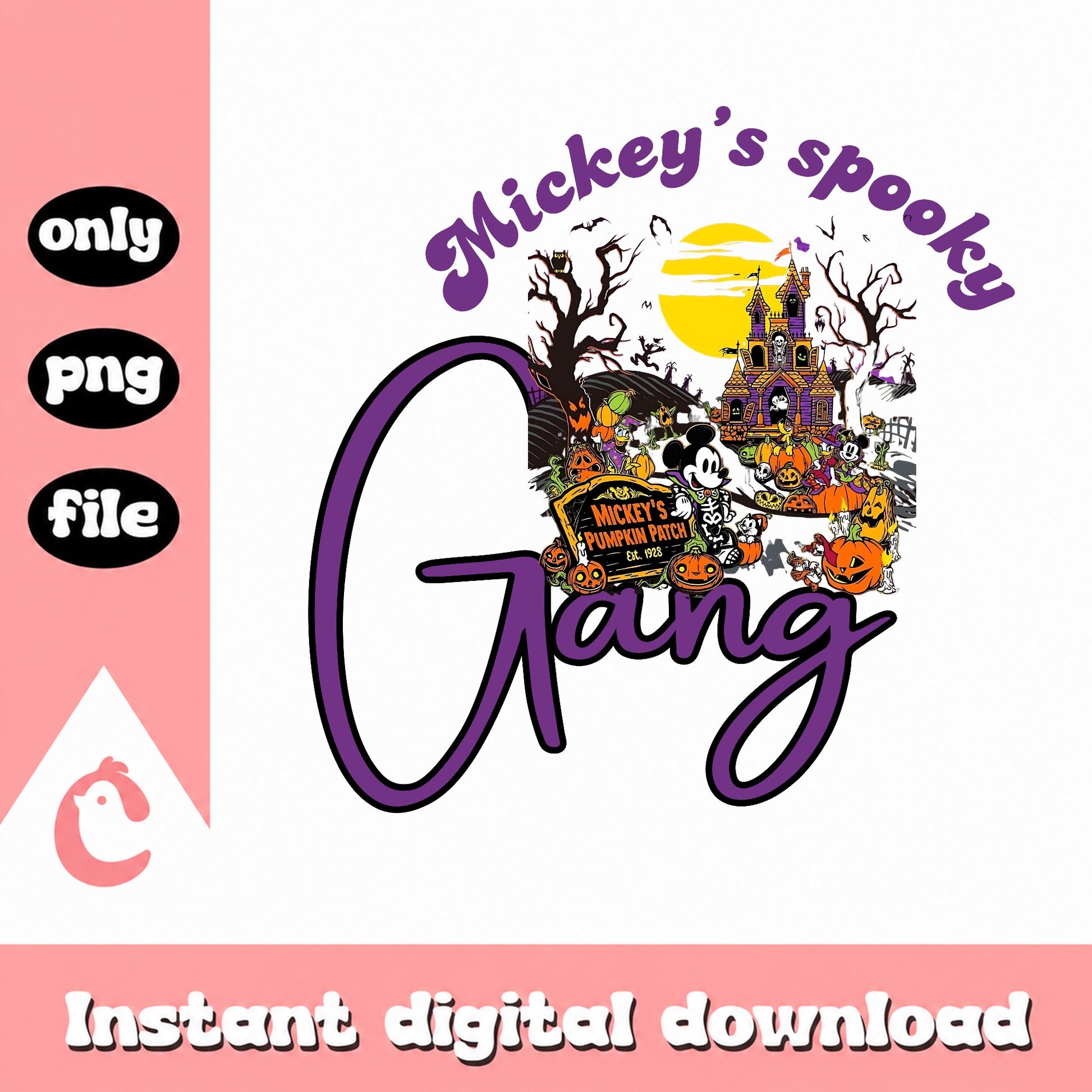 Mickey Spooky Gang Halloween PNG, Disney Halloween PNG, Mickey PNG
