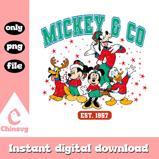 Mickey and co est 1957 christmas png, mickey and friends christmas​ png