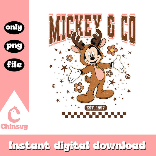 Mickey and co est 1957 reindeer png, mickey reindeer png
