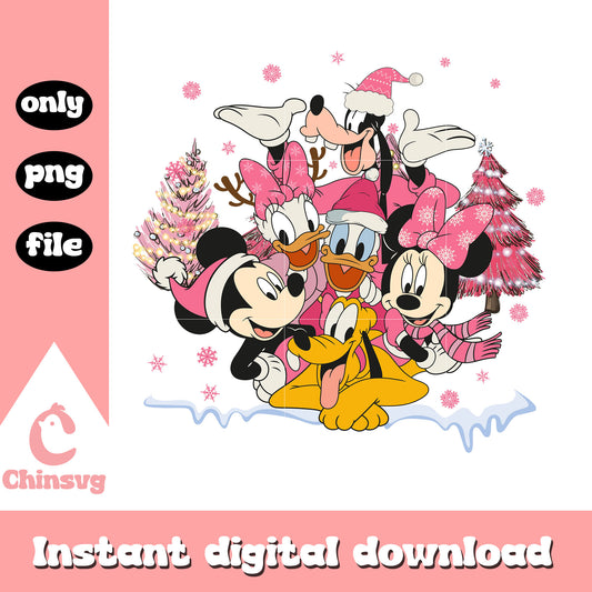 Mickey and friends christmas pink png, pink christmas​ png