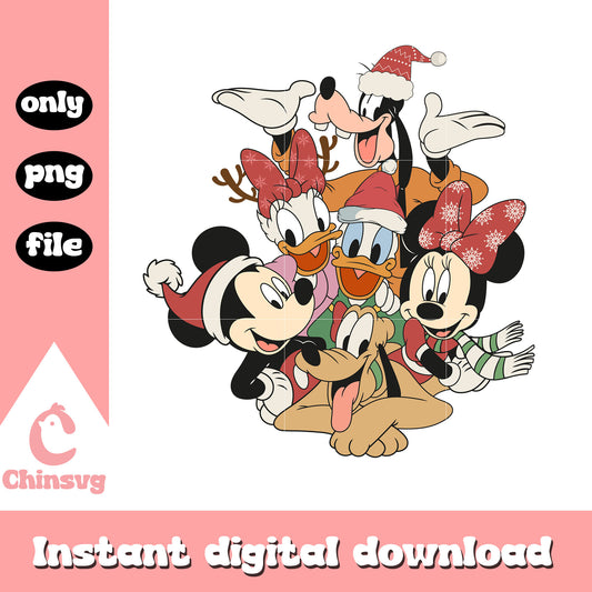 Mickey and friends santa hat christmas png, disney at christmas​ png