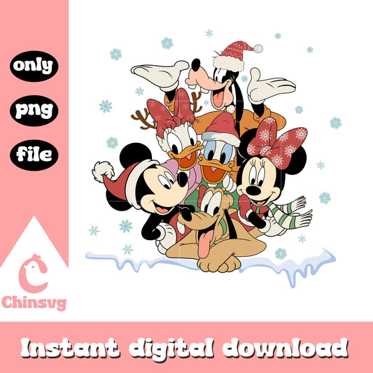 Mickey and friends snow christmas png, christmas snow​ png
