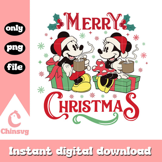 Mickey and minnie mouse merry christmas png, christmas mickey minnie​ png