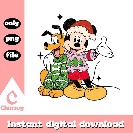 Mickey and pluto christmas design png, disney christmas png