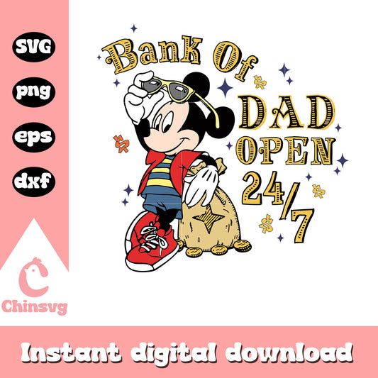 Mickey bank of dad open design svg, bank of dad​ svg, mickey mouse svg